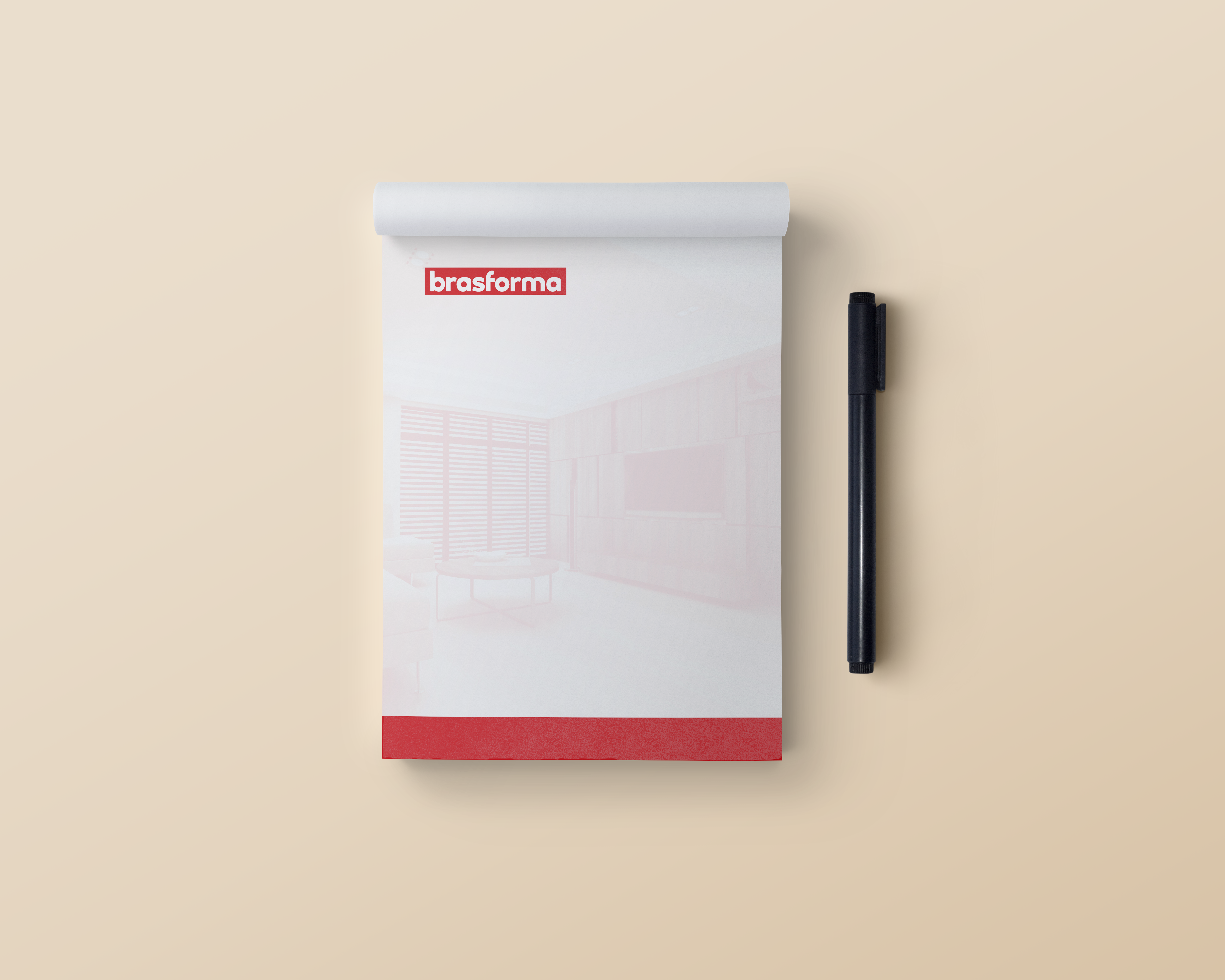 Bloco de rascunho impresso em vermelho no papel offset 75g produzido para empresa Brasforma
